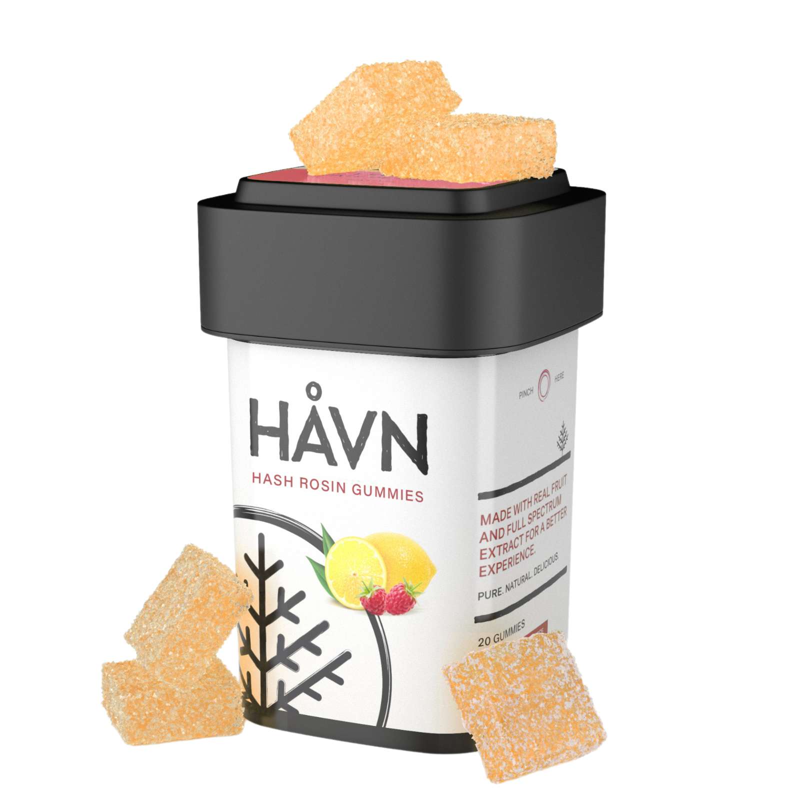 Photograph of product: HAVN | Raspberry Lemonade au chocolat Rosin Gummy | 100mg