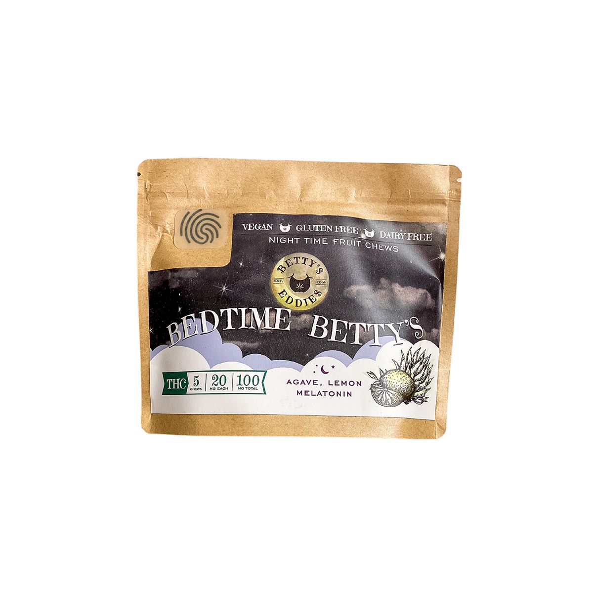Photograph of Product: 5mg THC Fruit Chews - Bedtime Betty's Melatonin - 10 ct