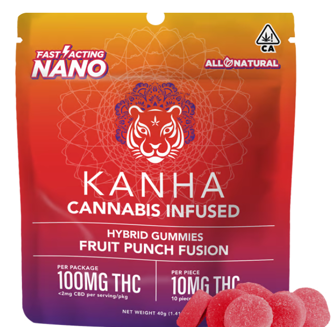 Photograph of product: KANHA - Nano Gummies - Fruit Punch Fusion 10pk (100mg)