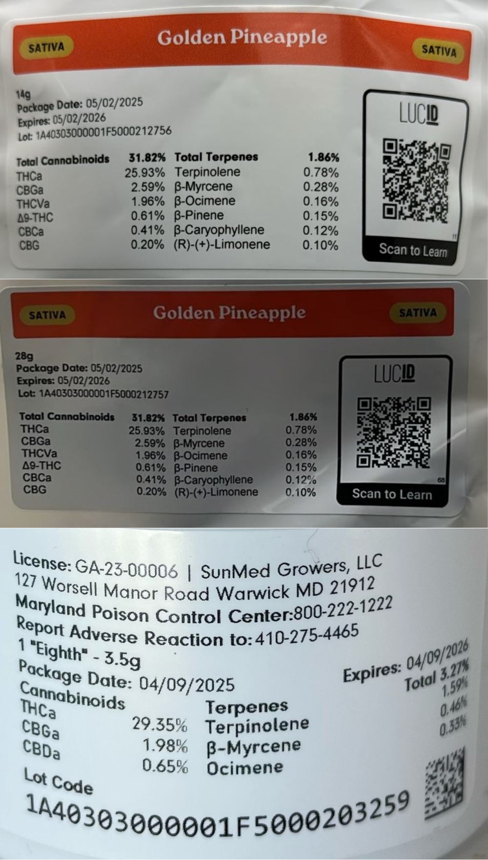 Photograph of product: Sunmed Golden Pineapple - 3.5g