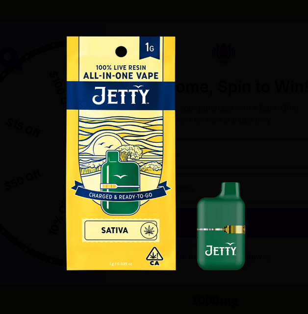 Photograph of product: Jetty: Banana Jamz (S) Live Resin Mini Tank - 1g Disposable - 
