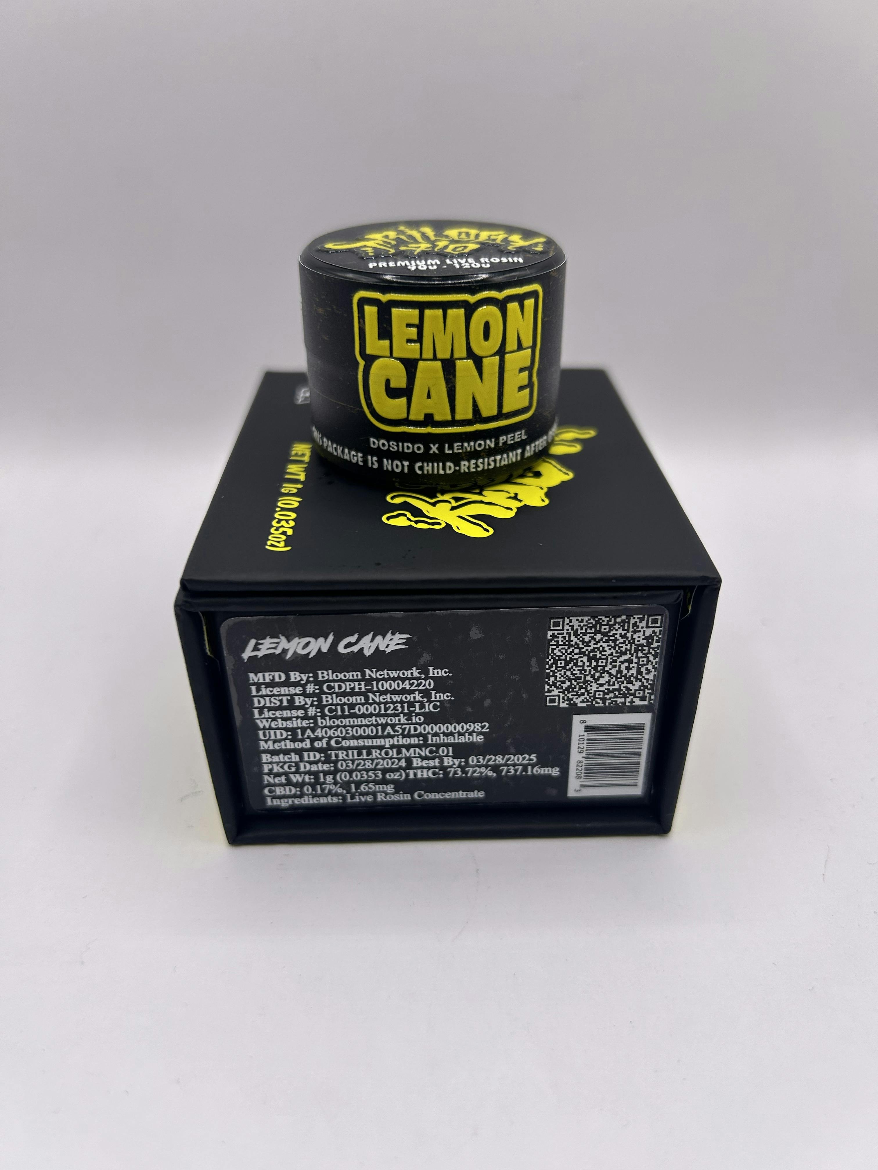 Photograph of product: Trilogy 710 - Lemon Cane - 1g Premium Live Rosin