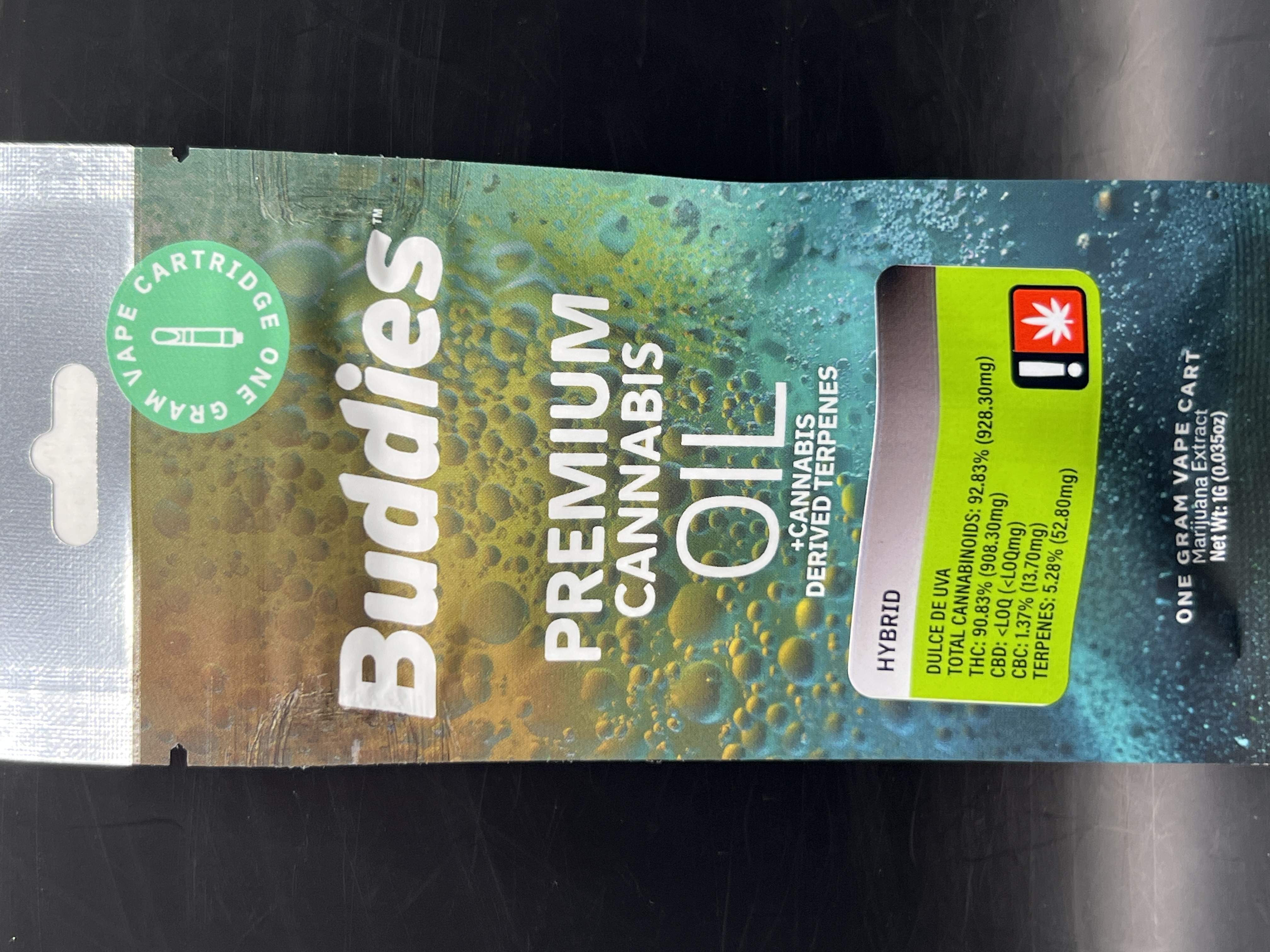 Photograph of product: Buddies Dulce De Uva Premium Oui'd Oil Cartridge