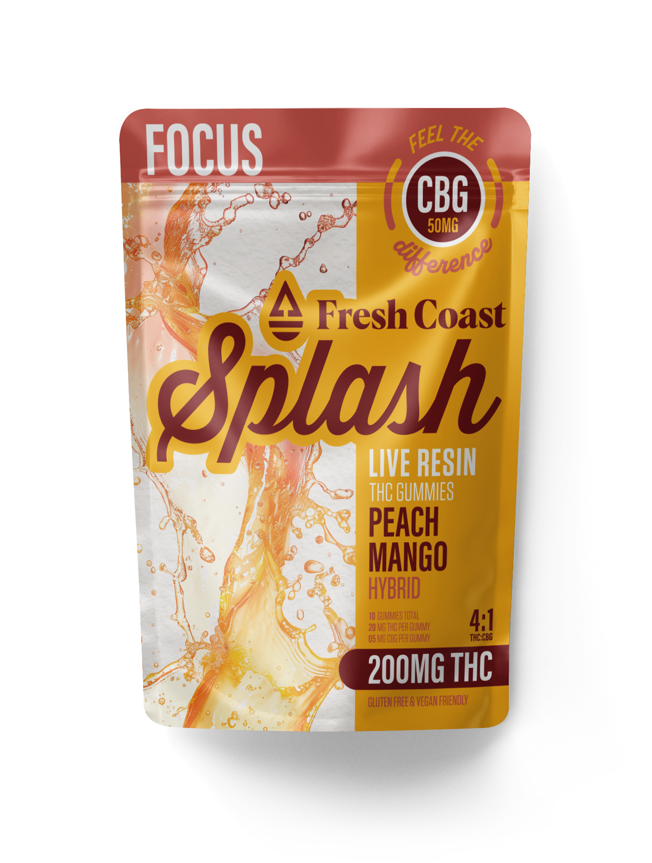 Photograph of product: Splash - Peach Mango 4:1 TH-oui:CBG Live Resin Gummies 200mg