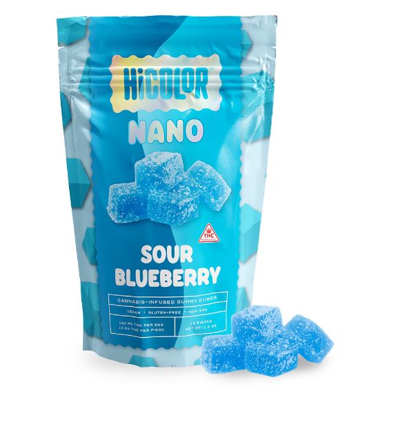 Photograph of product: HiColor Nano Chews Sour Blueberry 10mg x 10ct