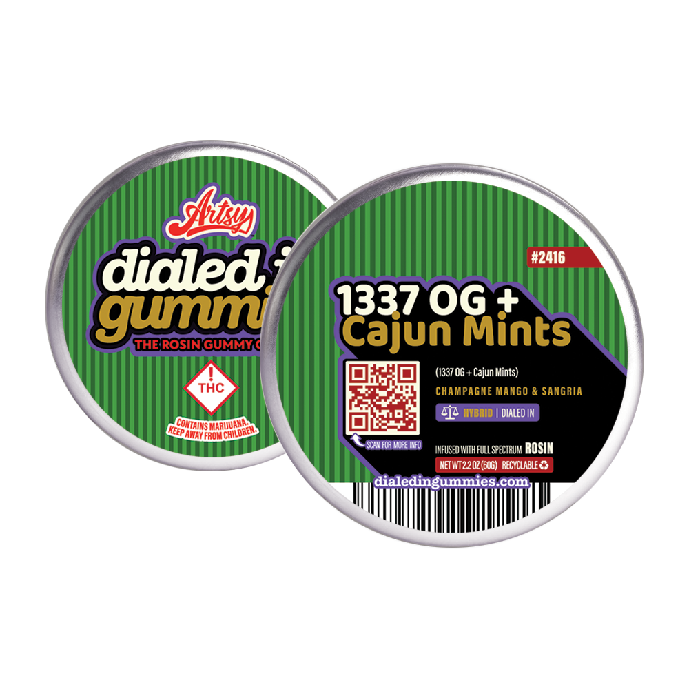 Photograph of product: Dialed In 100mg Gummies (H) 1337 OG + Cajun Mints