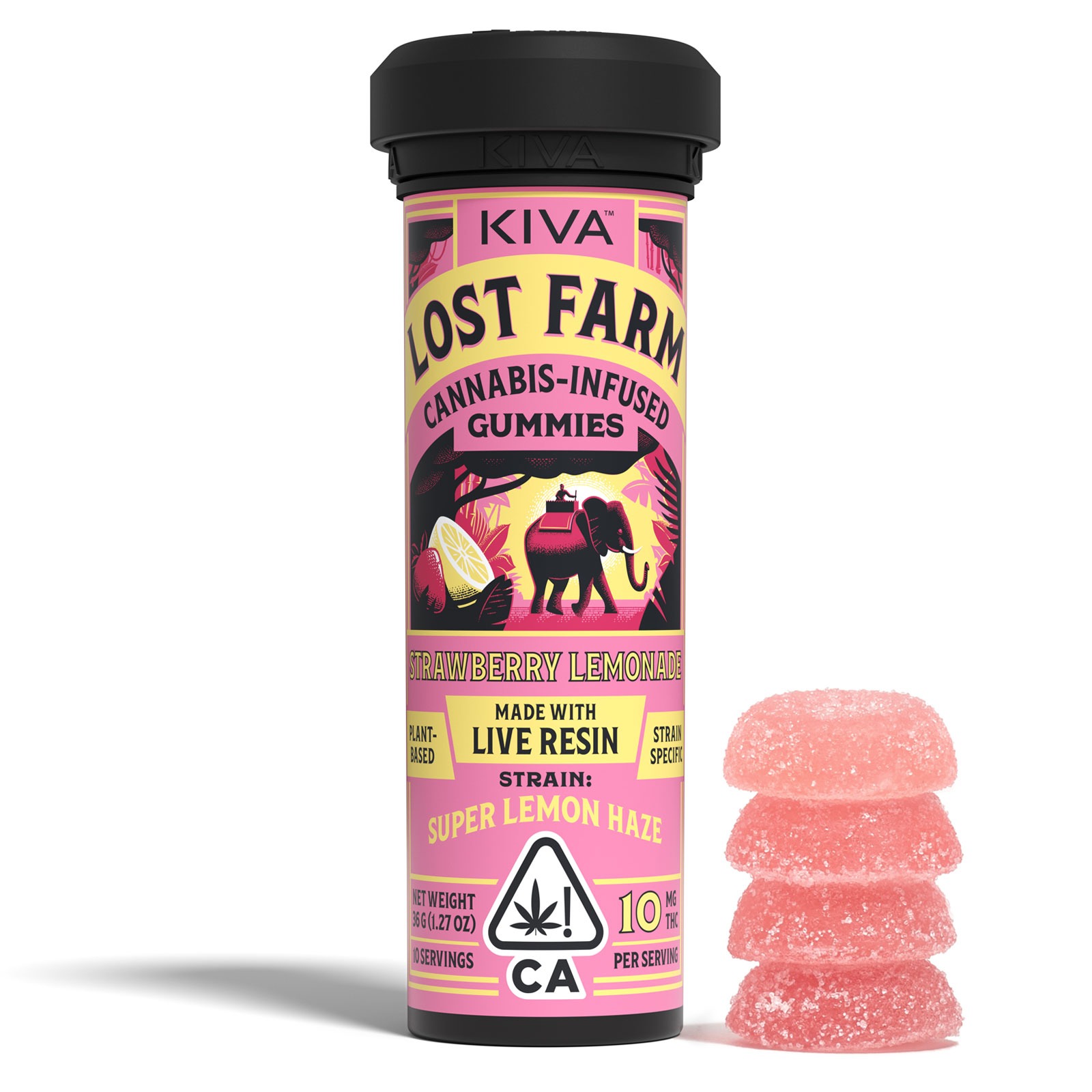 Photograph of product: Lost Farm | Live Resin (Super Lemon Haze) Strawberry Lemonade (S) | 10mg THC x 10 Gummies