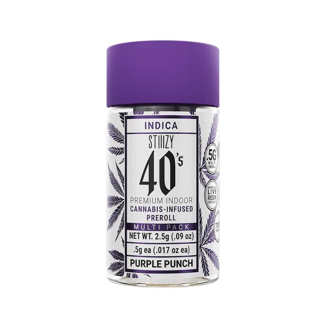 Photograph of product: 40's | .5gx5pk - Purple Punch - Infused Pre-Rolls - Oui'd -