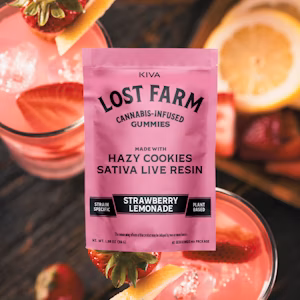 Photograph of product: Lost Farm - Strawberry Lemonade x Hazy Cookies - 100mg Live Resin Gummies