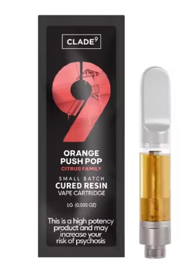 Photograph of product: ORANGE PUSH POP 1G CURED RESIN CARTRIDGE (H)