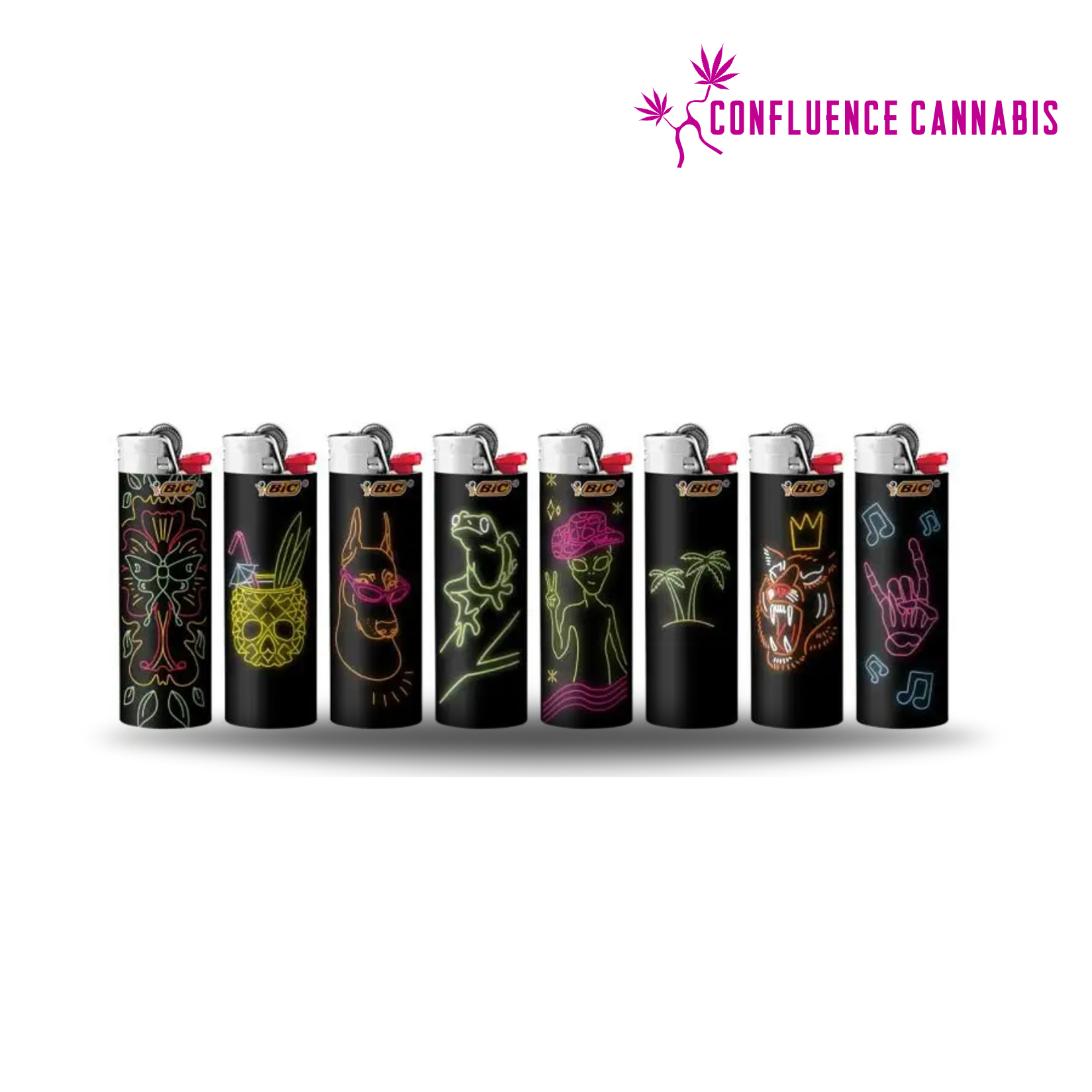 Photograph of product: Assorted Bic Lighter Neon Edition