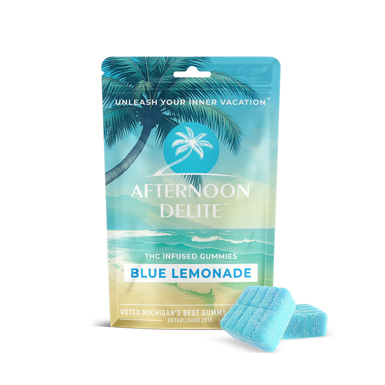 Photograph of product: Afternoon Delite | 200MG Gummies | Blue Lemonade