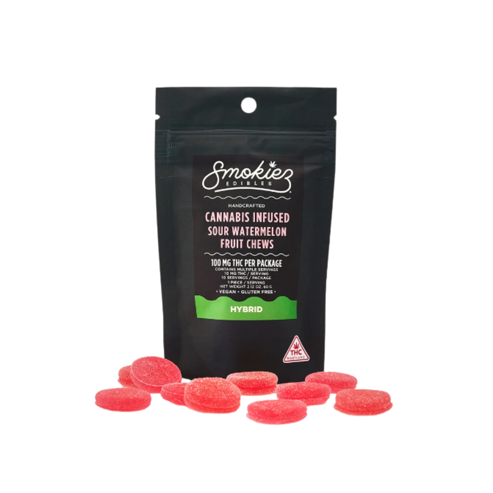 Photograph of product: Smokiez Gummies 10pk 100mg- Sour Watermelon