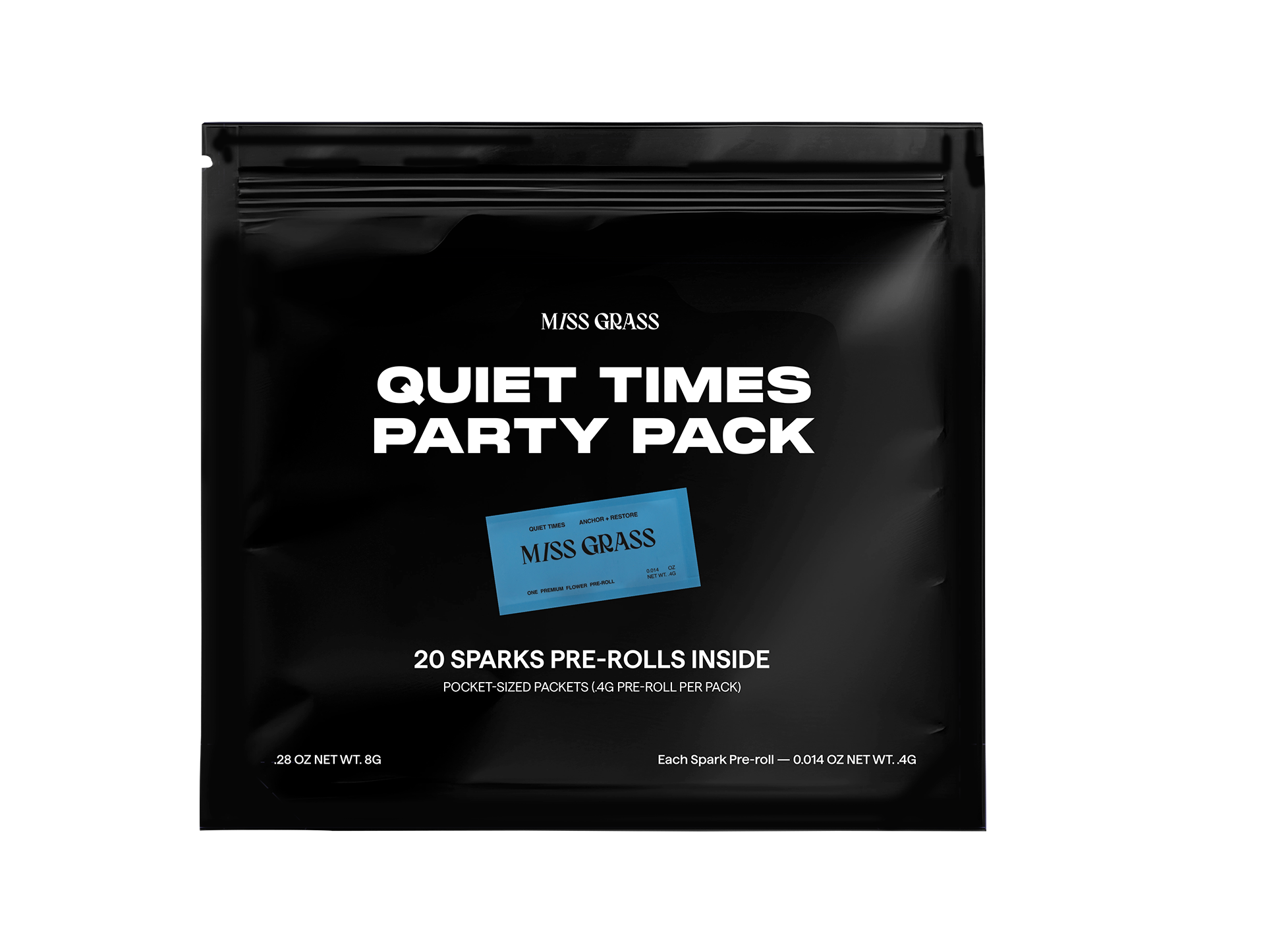 Photograph of product: Miss Grass | Quiet Times Sparks Party Pack (H) Pre Rolls | 20 Pack (8g)