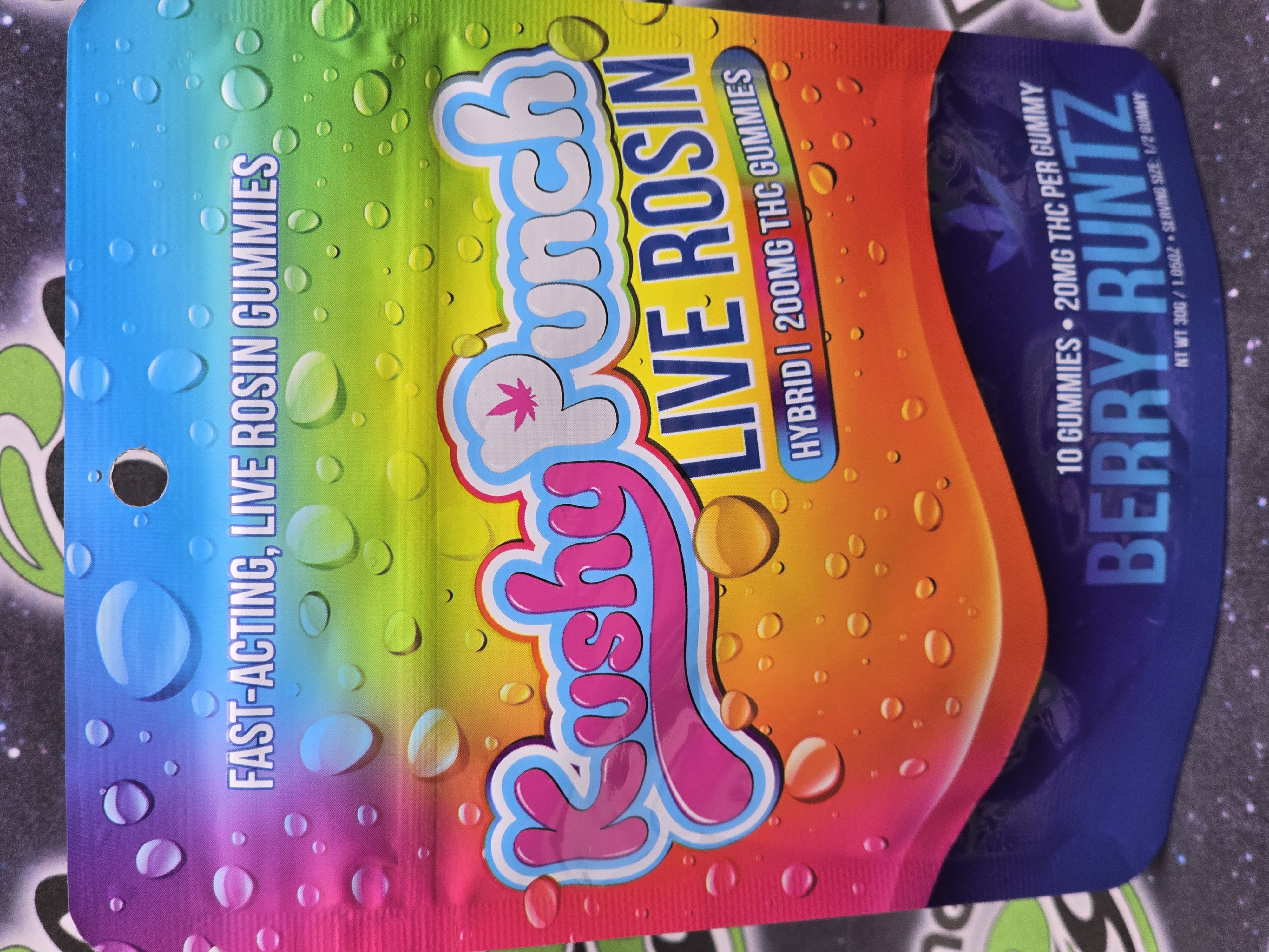 Photograph of product: Kushy Punch | Berry Runtz | 200mg Fast Acting Live Rosin Gummies