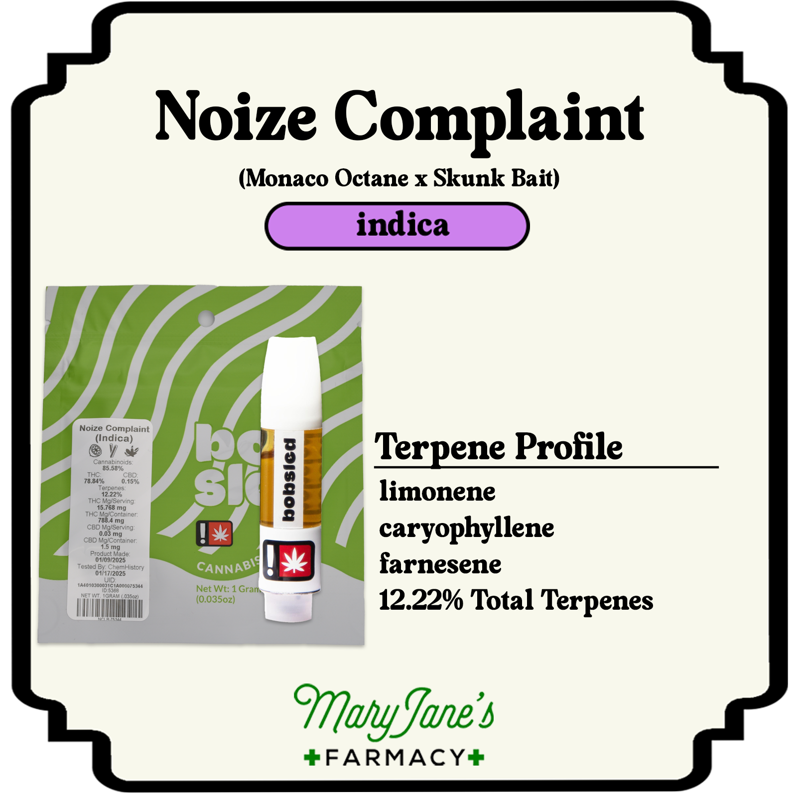 Photograph of product: Noize Complaint Live Resin Cartridge | 1g