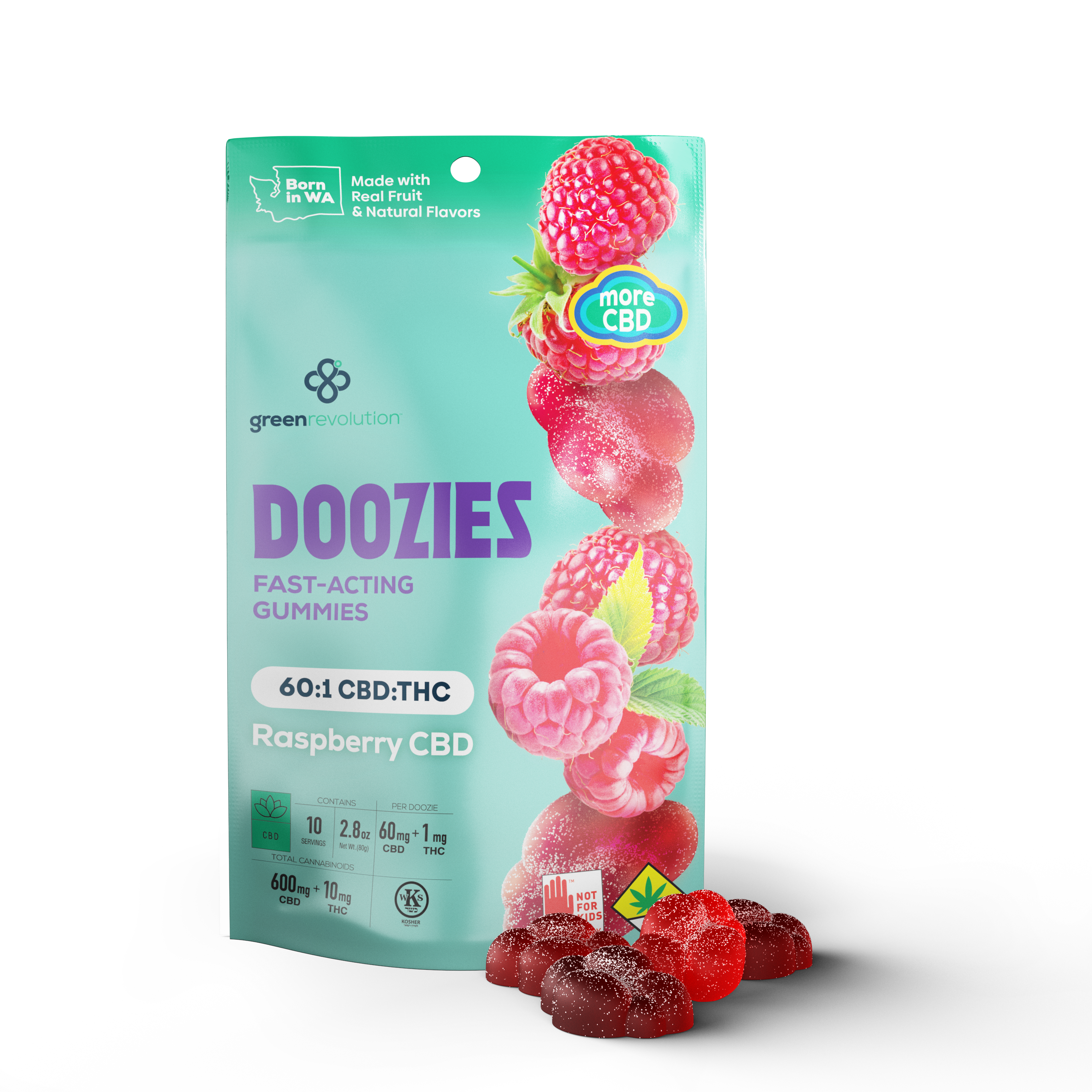 Photograph of product: Raspberry 60:1 CBD Gummies | 10pk
