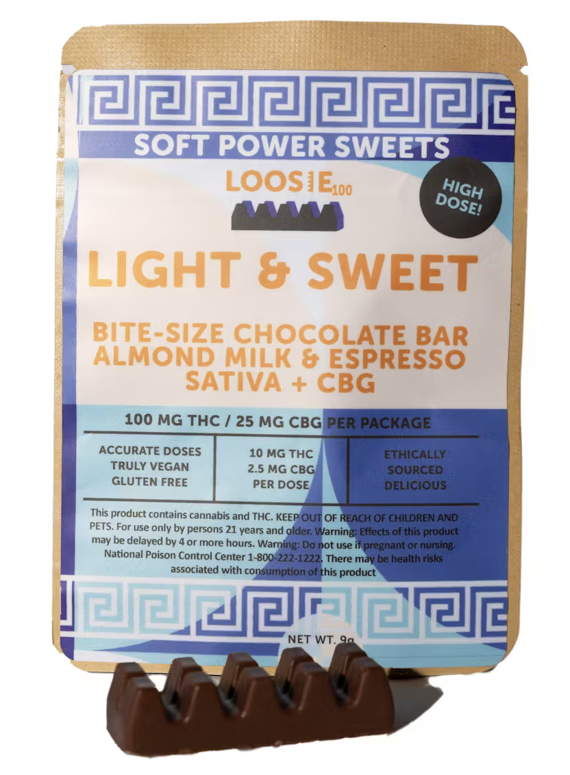 Photograph of product: Soft Power Sweets | "Light and Sweet" Loosie Almond Milk Chocolate Espresso Bar | 100mg
