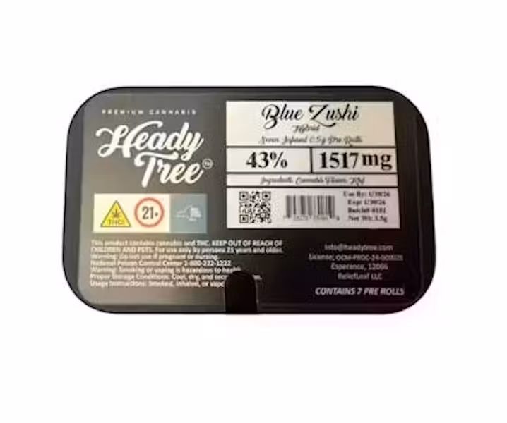 Photograph of product: Heady Tree I Preroll I Blue Zushi Infused Shorty's 7 pk