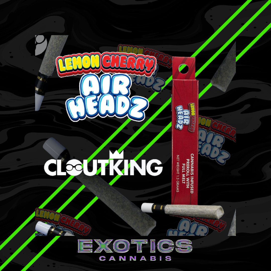 Photograph of product: Clout King - Lemon Cherry Airheadz Full Melt Infused Pre-roll 1.3g (2/$40)