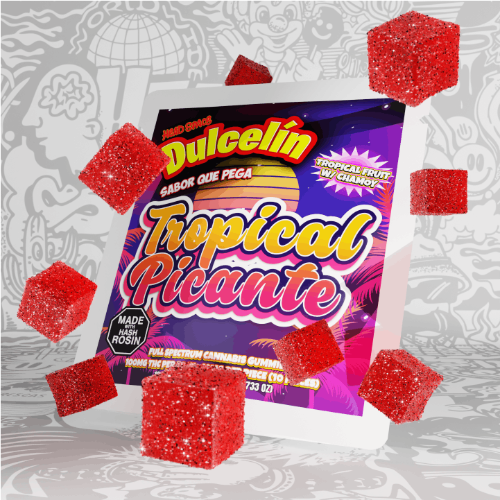 Photograph of product: Dulcelin - Tropical Picante 100mg Rosin Gummies