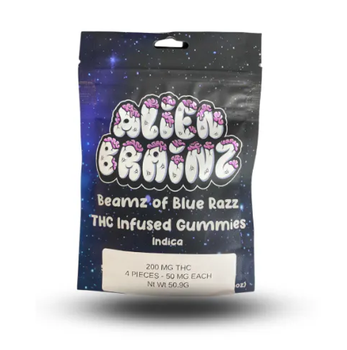Photograph of product: Alien Brainz - 200mg Gummies - Beamz of Blue Razz