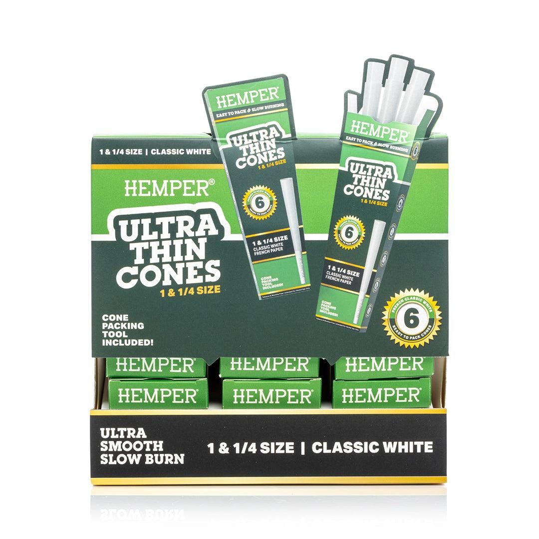 Photograph of product: Hemper Ultra-Thin Cones - Classic White 6pk