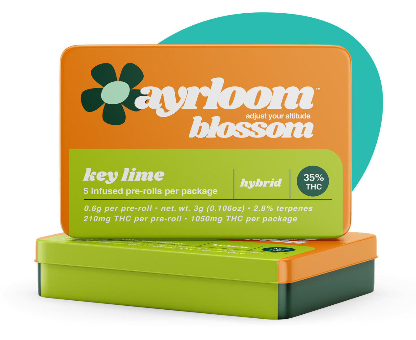 Photograph of product: Key Lime | 5 Pack | Pre rolls Hybrid | Ayrloom