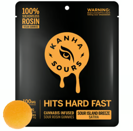 Photograph of product: Kanha NANO Sour Island Breeze Live Rosin Vegan Gummies 10pk
