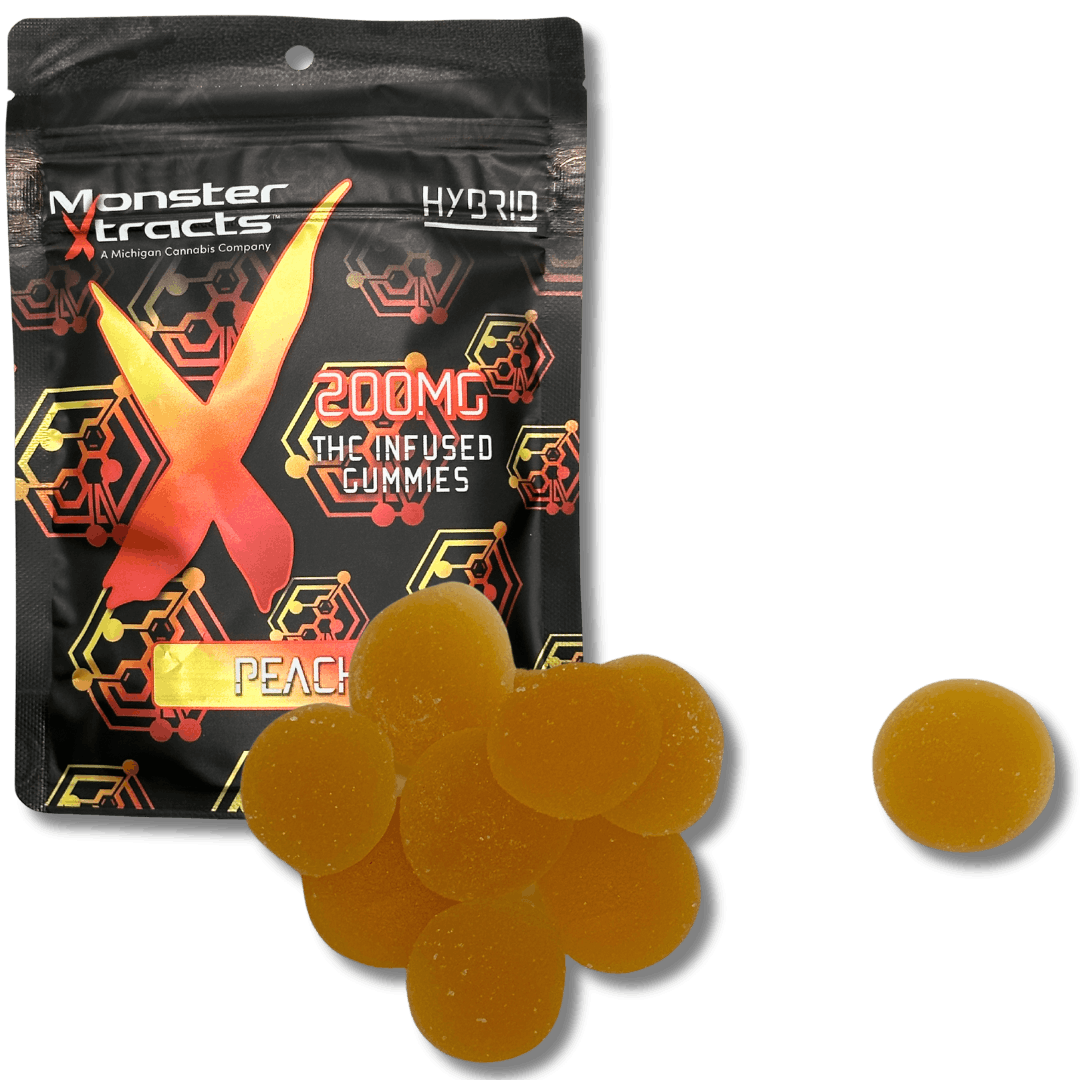 Photograph of product: Monster- Peach Gummies 200mg (Hybrid)