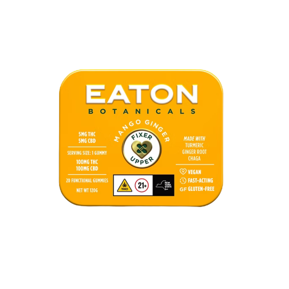 Photograph of product: Eaton Botanicals 1:1 CBD Mango Ginger Fixer Upper Gummies