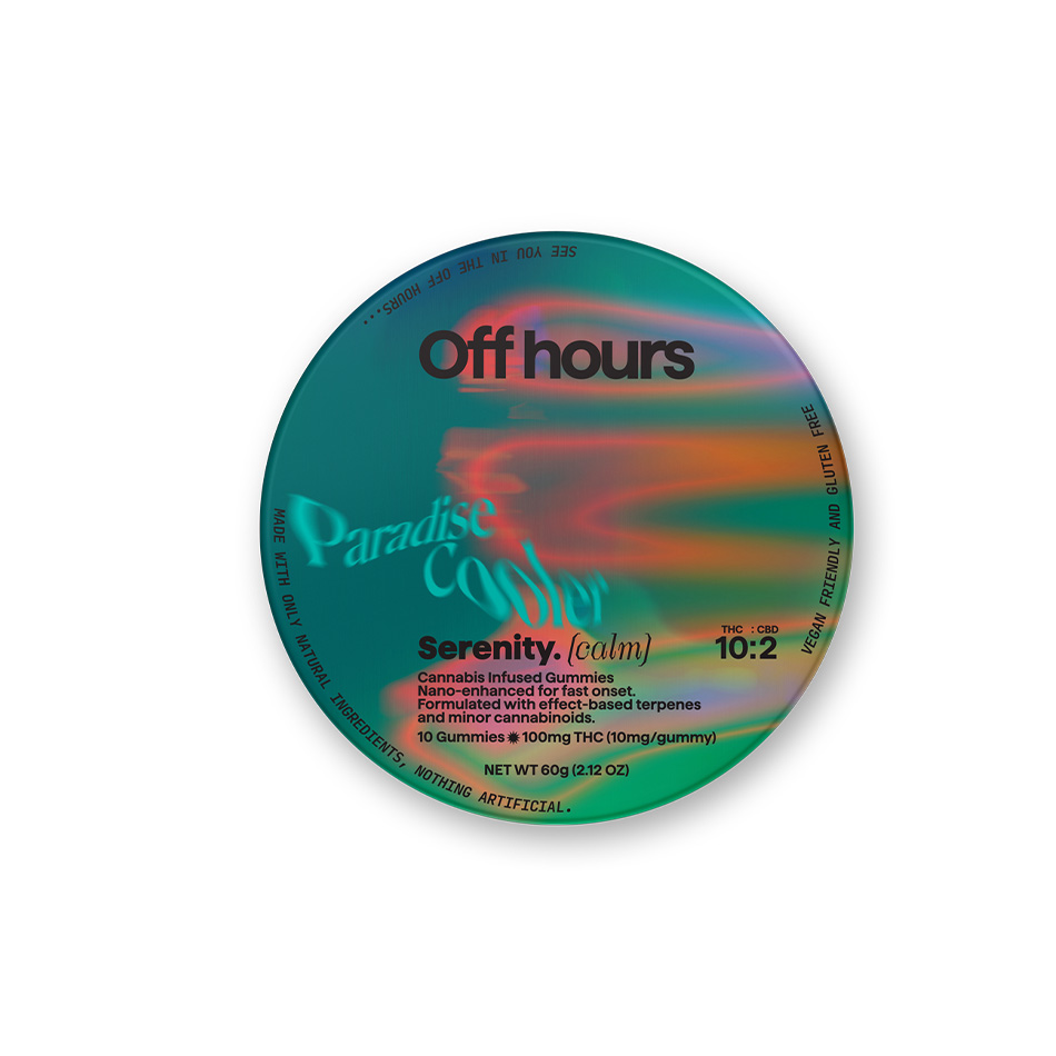 Photograph of product: Off Hours | Gummies 10 Pack | Serenity | Paradise Cooler | 100mg