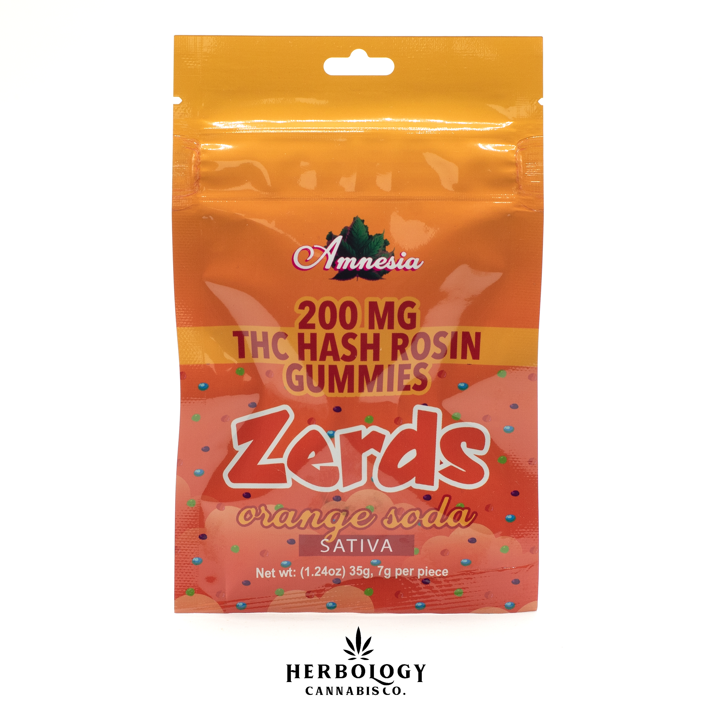 Photograph of product: Amnesia | au chocolat Rosin Gummy | Zerds | Orange Soda | 200mg