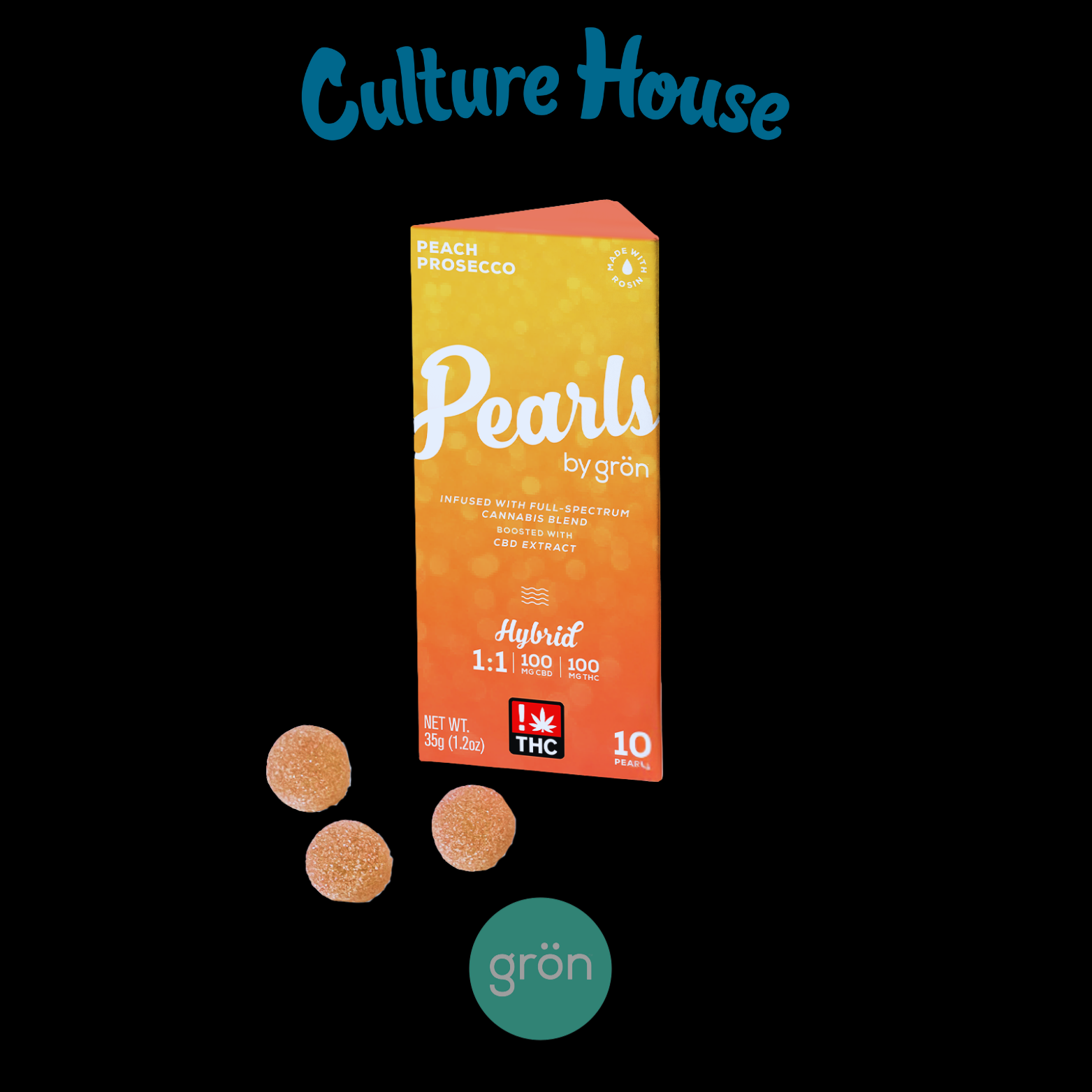 Photograph of product: Gron | Peach Prosecco | 1:1 CBD:TH-oui