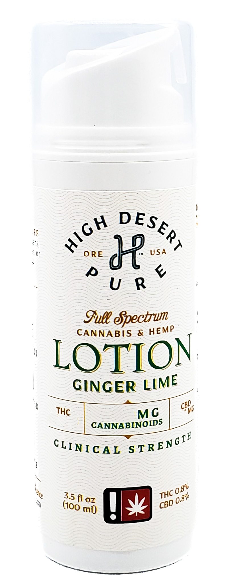 Photograph of product: High Desert Pure | Clinical Strength Lotion | Ginger Lime 1:1