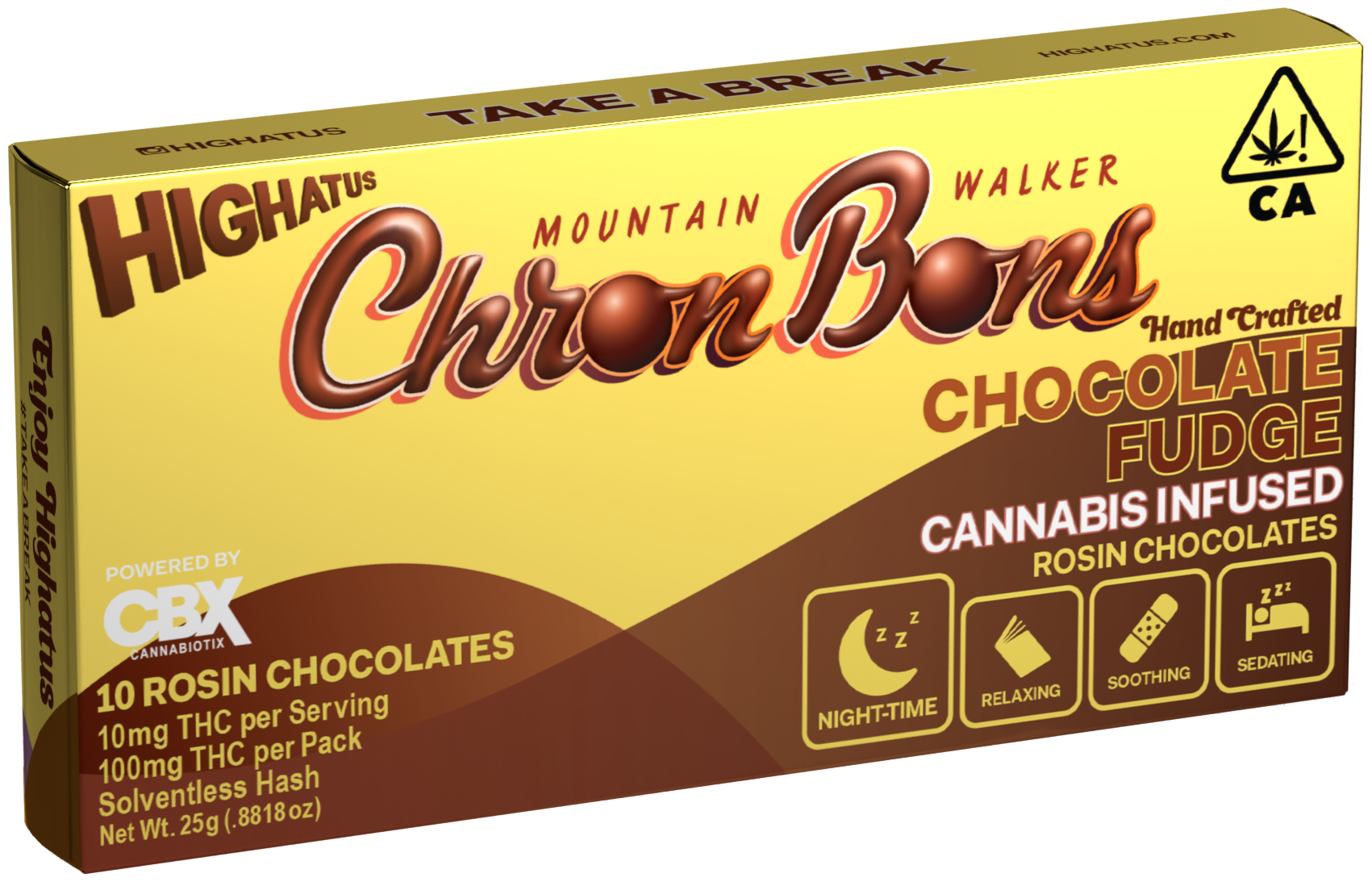 Photograph of product: Highatus - Chron Bons 10pk - Rosin Chocolate Fudge 100mg