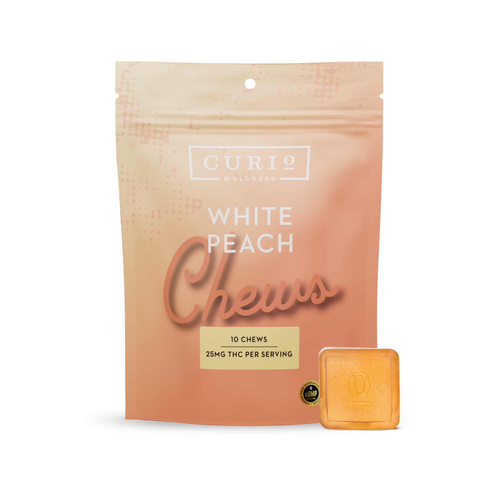 Photograph of product: Curio Wellness | White Peach Chews | 250mg (10pk)