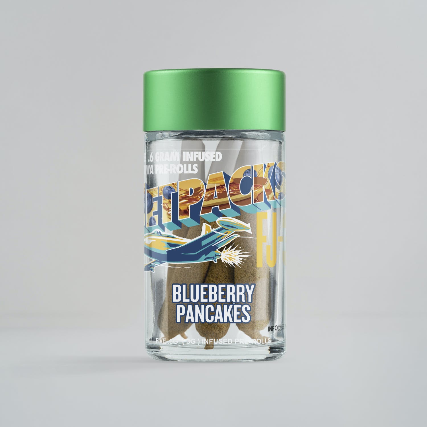 Photograph of product: Jetpacks FJ-3 | Blueberry Pancakes | 0.6G Infused Pre-Roll 5Pk