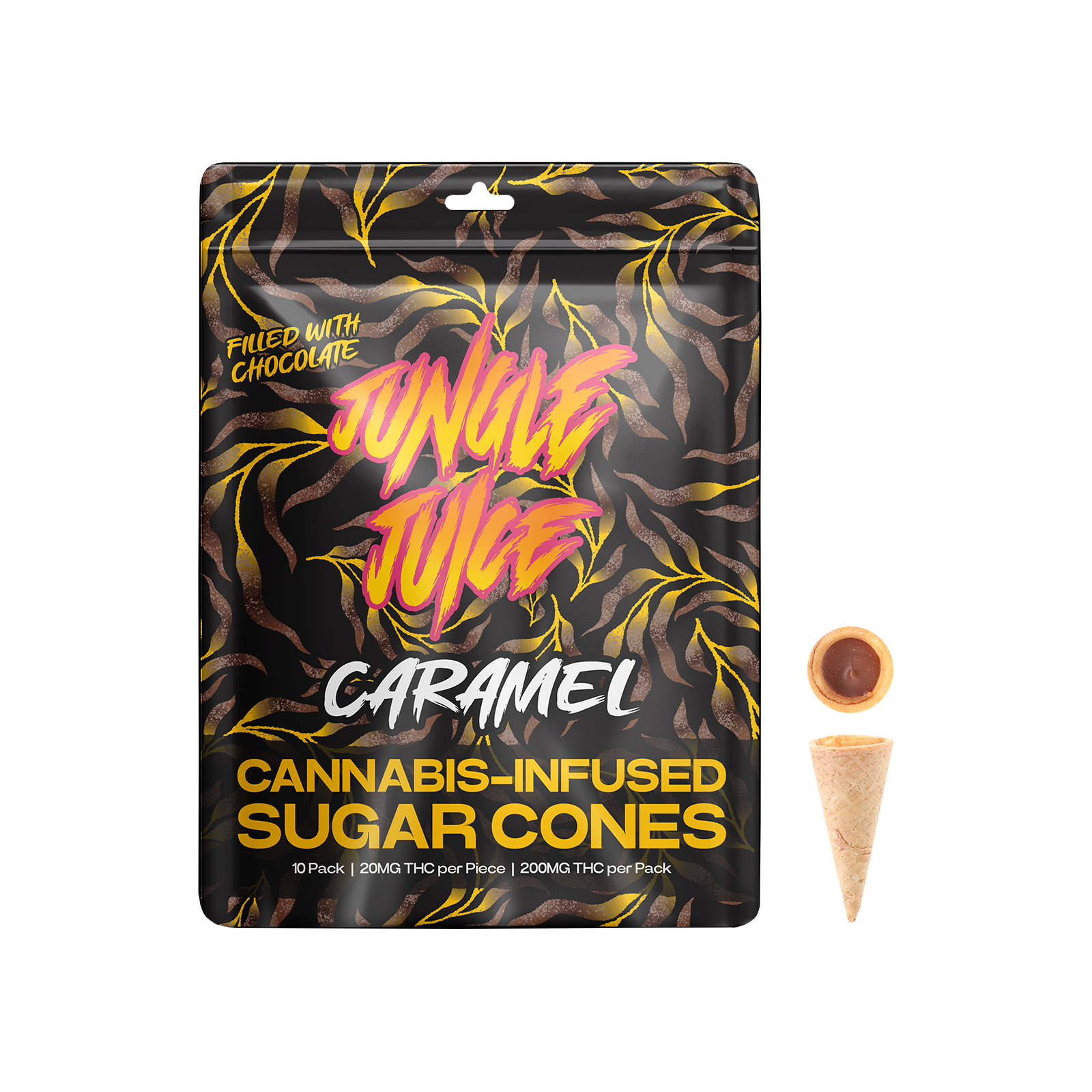 Photograph of product: Jungle Juice - Chocolate Caramel Sugar Cone Snacks 200mg
