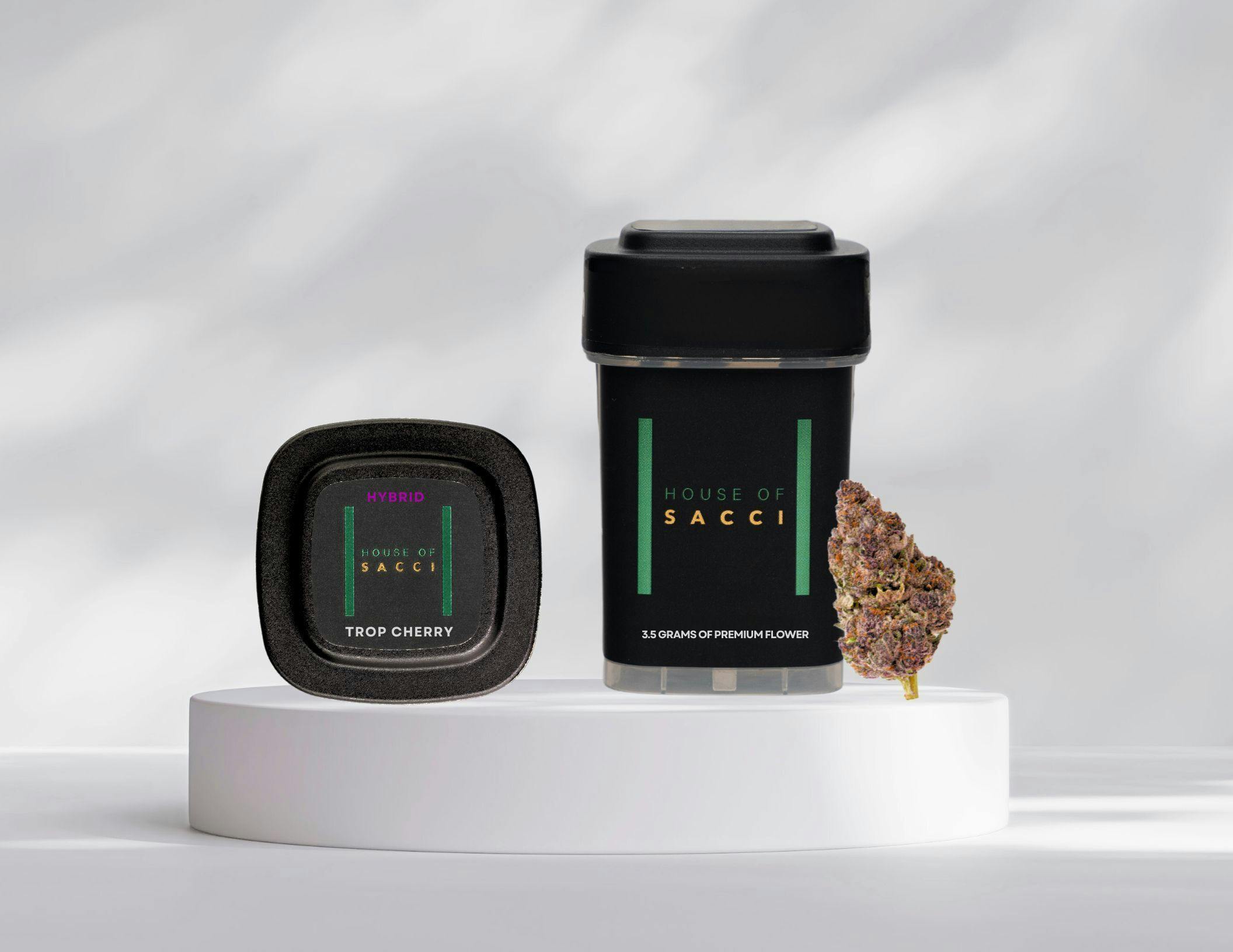 Photograph of product: House Of Sacci | Flower | Jar | Trop Cherry | 3.5g | Hybrid | 33.9% TH-oui