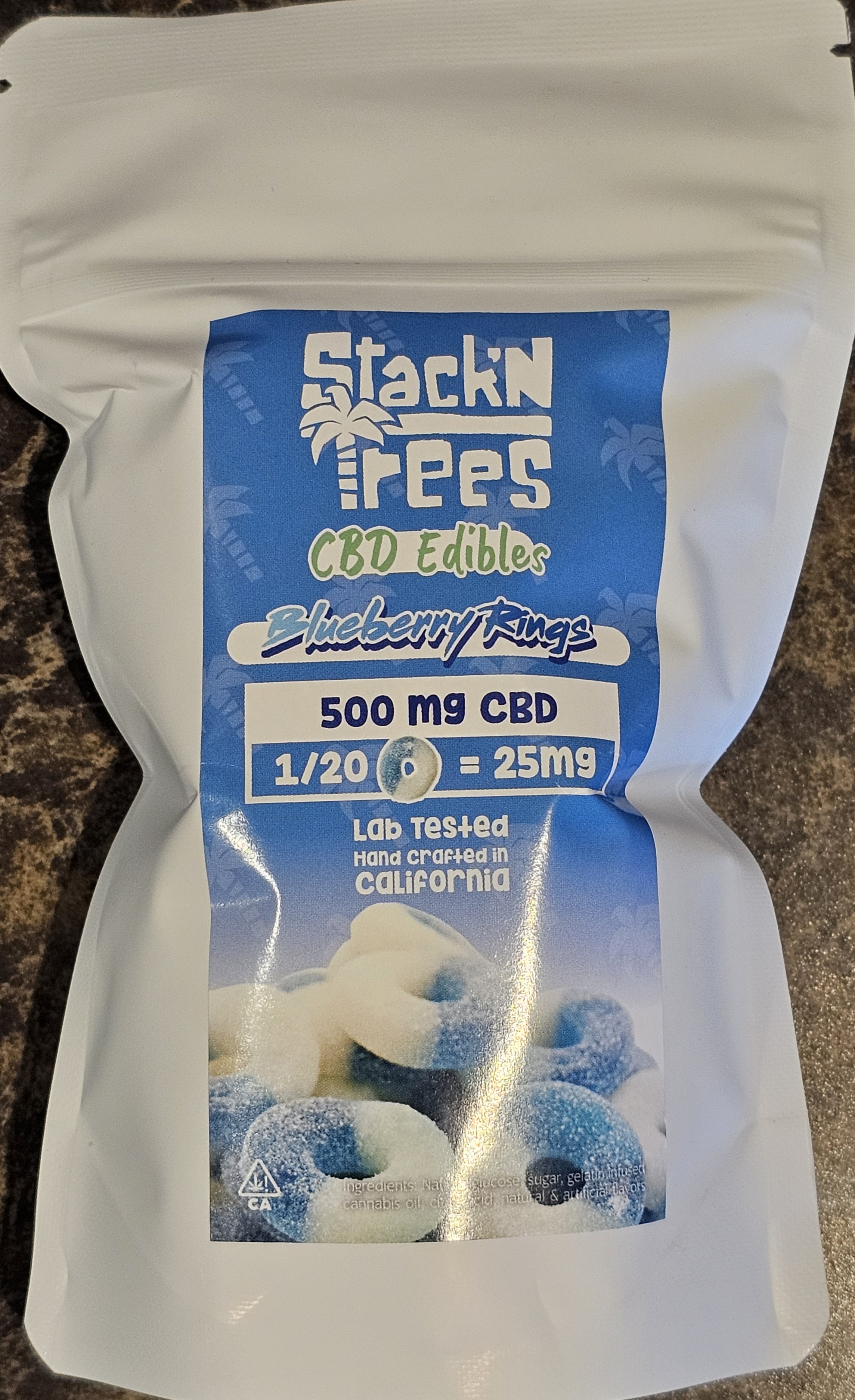 Photograph of product: STNT | CBD Blueberry Rings | 500MG