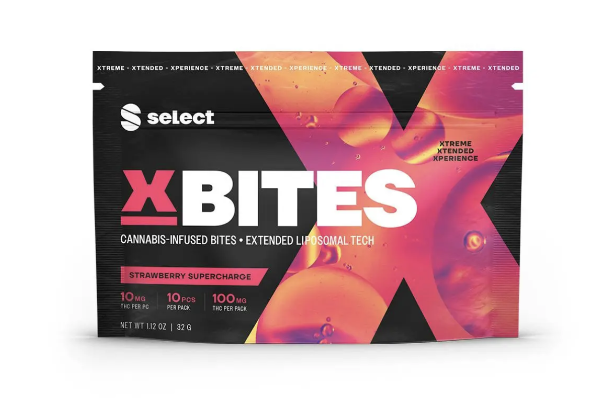 Photograph of product: Select | X Bites | Strawberry Supercharge | 10 Pack | 100MG