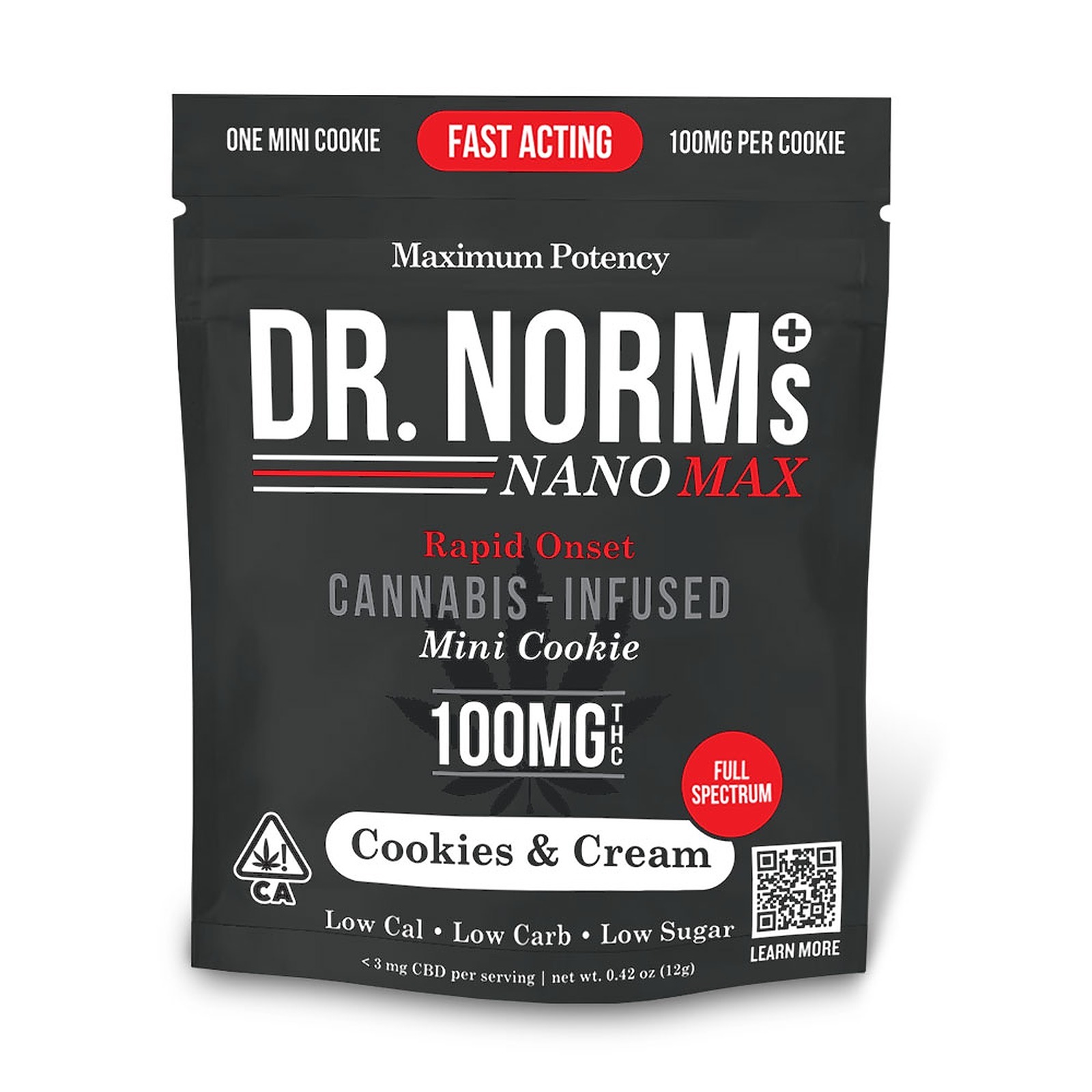 Photograph of product: DR. NORM'S NANO MAX - COOKIES & CREAM - 100MG COOKIE