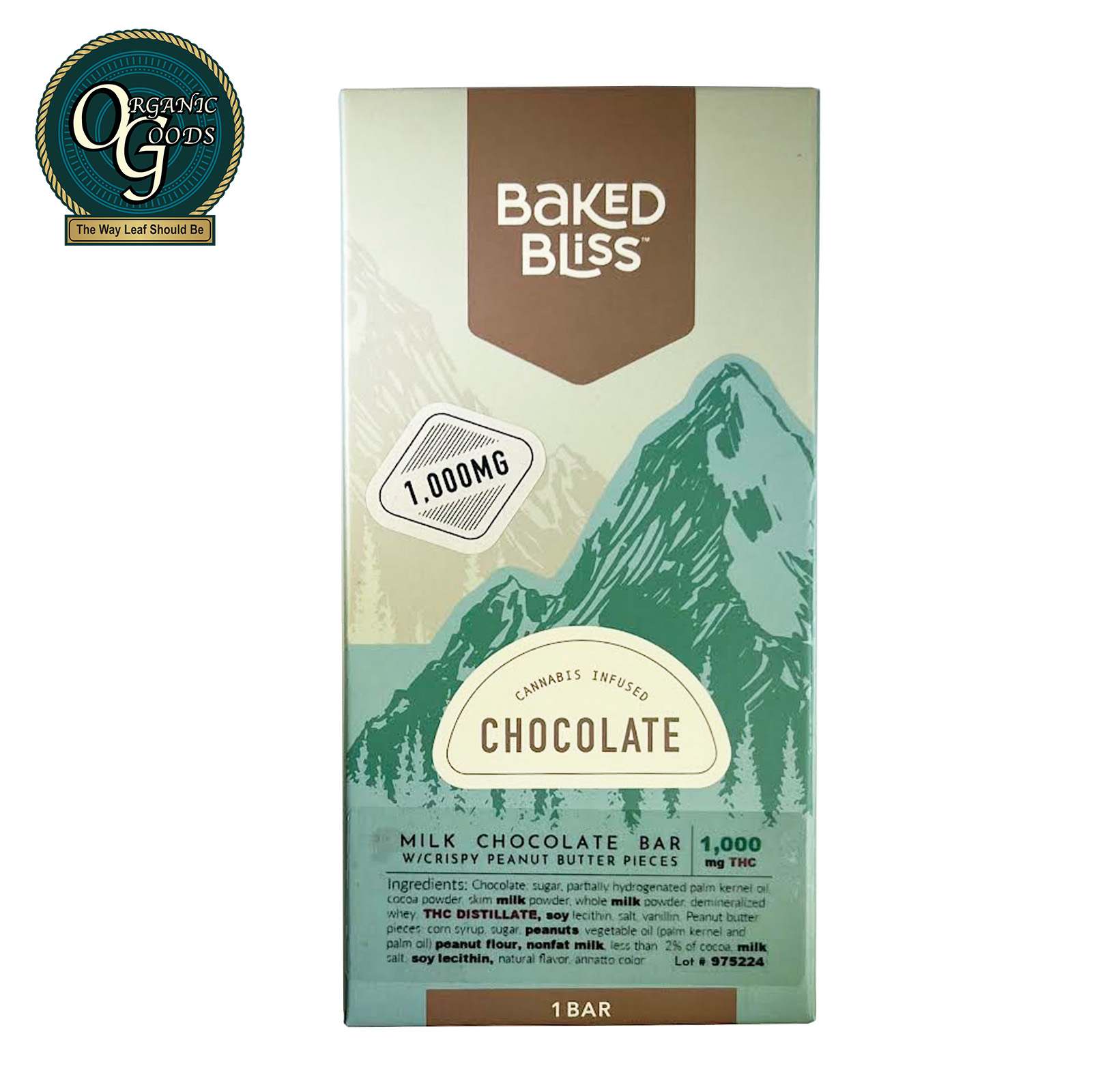 Photograph of product: Baked Bliss Milk Chocolate Bar 1000 MG