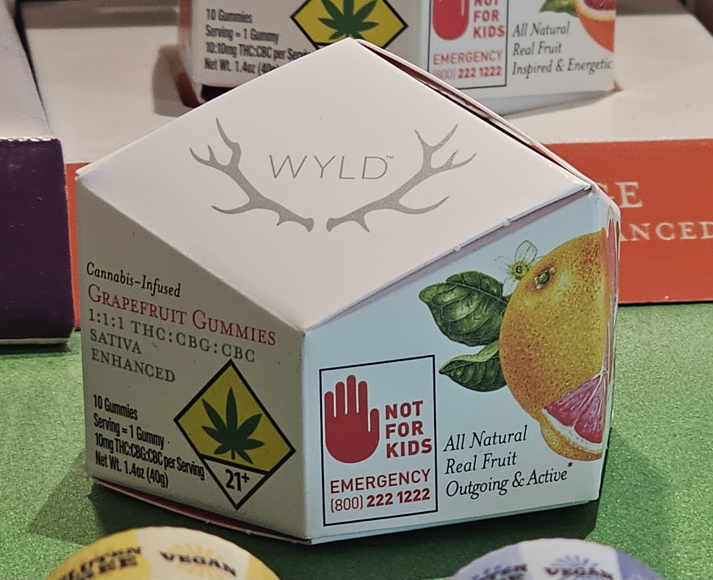 Photograph of product: Wyld - Grapefruit (S) 1:1:1 - 10mg CBC:10mg CBG:10mg TH-oui - Edible - 10pk