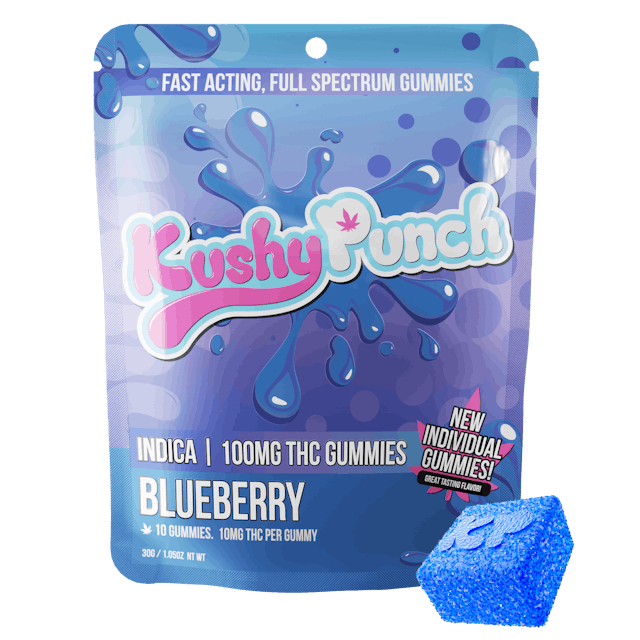 Photograph of product: Kushy Punch Individual Gummies | Blueberry - 