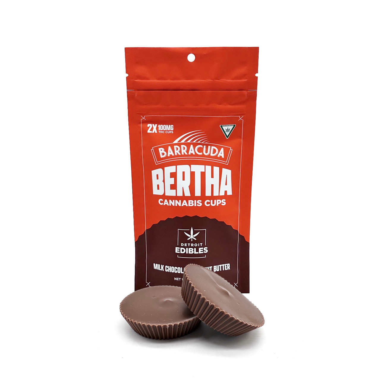 Photograph of product: Barracuda - Peanut Butter Milk Chocolate Bertha Cups 200mg