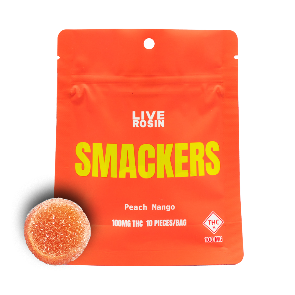 Photograph of product: Smackers | Peach Mango Rosin Gummies | 100mg (10pk)