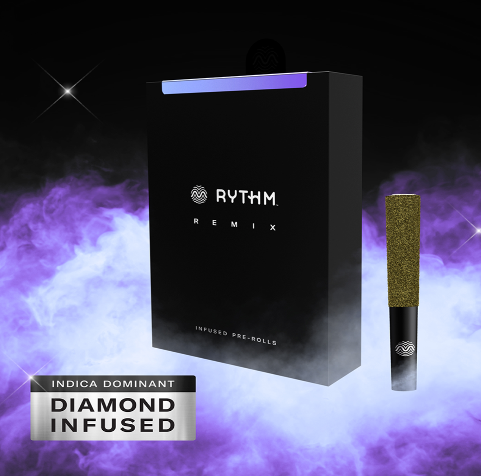 Photograph of product: RYTHM REMIX BLUEBERRY KUSH 5PK INFUSED PRE-ROLLS 2.5G