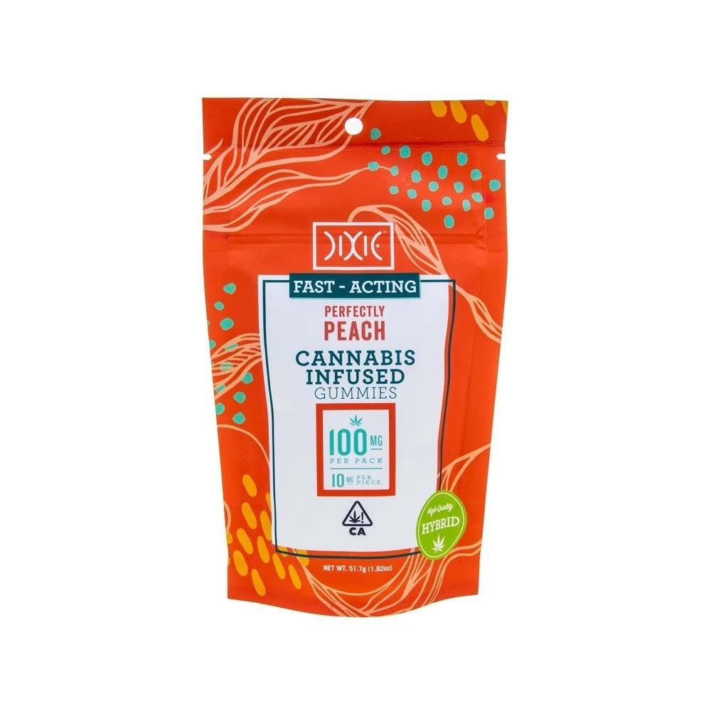 Photograph of product: Dixie | Perfectly Peach Fast Acting Gummies (100mg TH-oui)